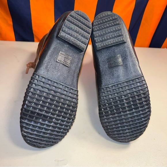 Stevies Duck Boots Women Size 6 Navy Blue Brown Side Zip Snow, Rain Steel Shank - Picture 7 of 7